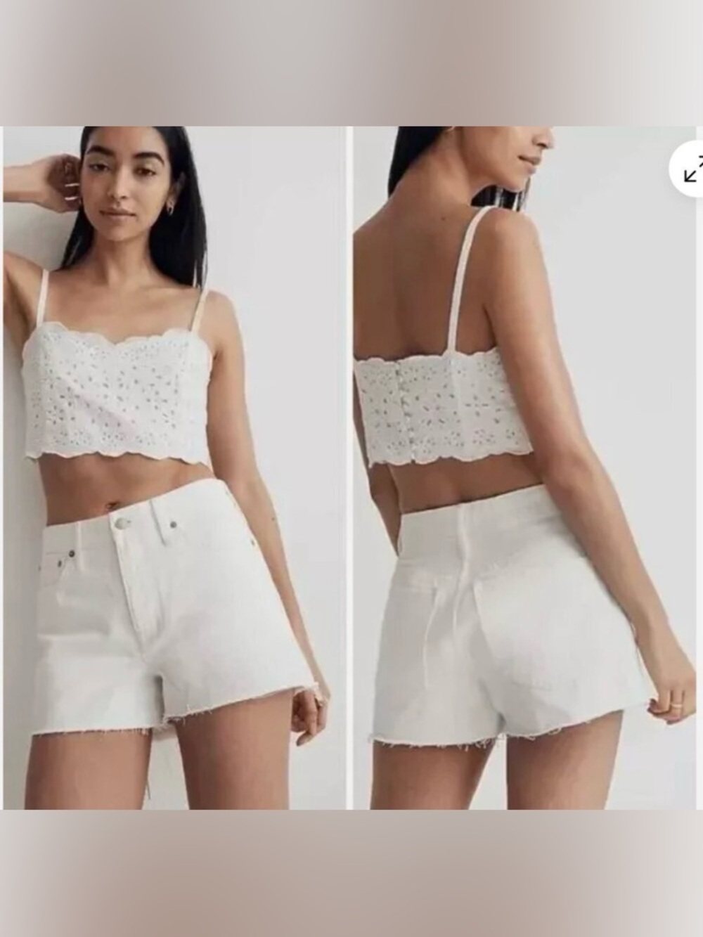 Madewell White Denim Shorts Size 31 Raw Hem Mid Rise Cutoff Summer